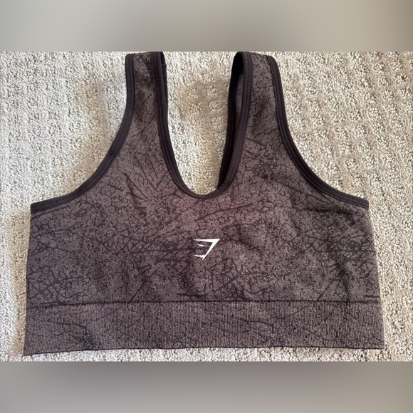 gymshark sports bra ADAPT PATTERN SEAMLESS LONGLINE Forest brown size medium - Picture 2 of 7